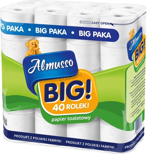 Tualetes papīrs BIG, 3 slāņu no celulozes, iepakojums 40 gab., FSC