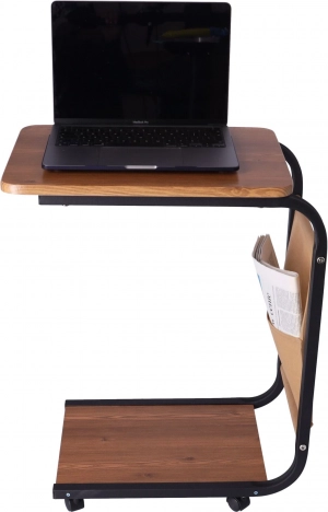 Mobilais atklājamais galdiņš uz riteņiem – tumša koka