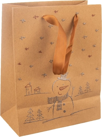 Gift paper bag with snowman 18 × 10 × 23 cm