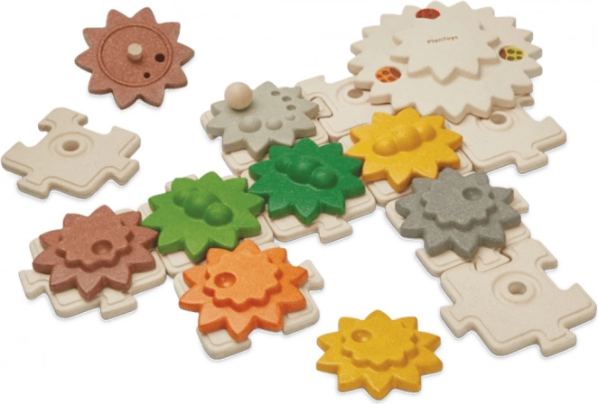 PlanToys wooden gear set and puzzle