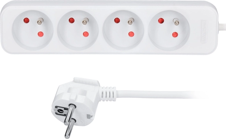 Solight pagarinātājkabelis ar 4 rozetēm, 2 m, balts