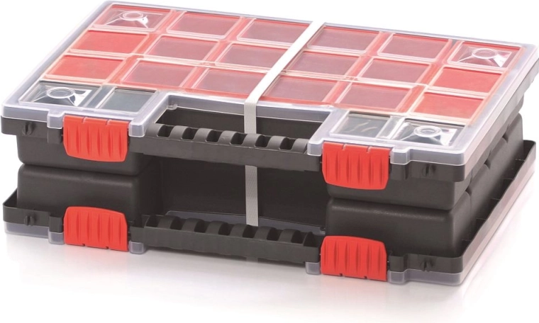 Plastmasas organizators NORB Duo ar caurspīdīgu vāku