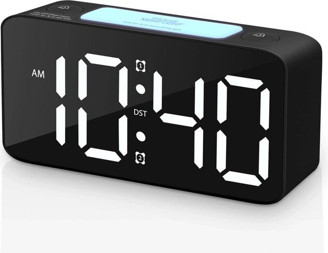 RGB LED digitālais modinātājs ar nakts apgaismojumu un USB‑C barošanu