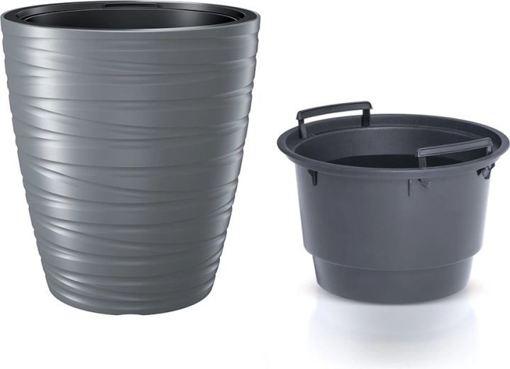Planter with insert MAZE 29.6 cm grey stone