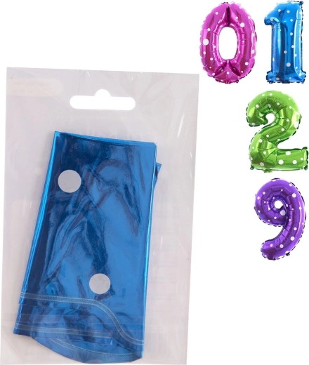 Polka dot number foil balloon 40 cm, assorted colors