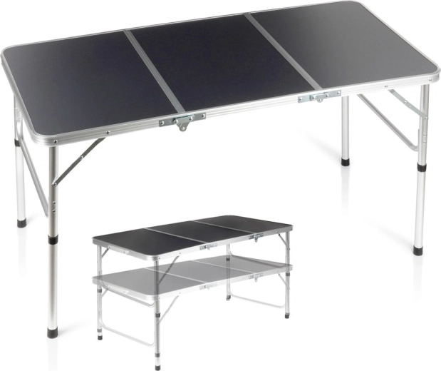 Salokāms tūrisma galds 2v1 ar regulējamu augstumu 120 × 60 cm, grafīta Vilde