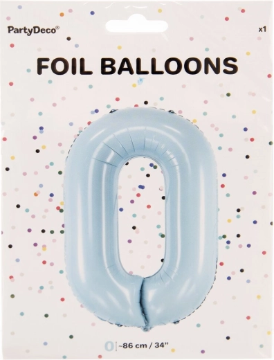 Folijas balons skaitlis 0, zils, 86 cm