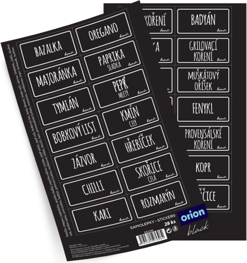 Uzlīmes burkām Black, taisnstūris, 28 gab. CZ
