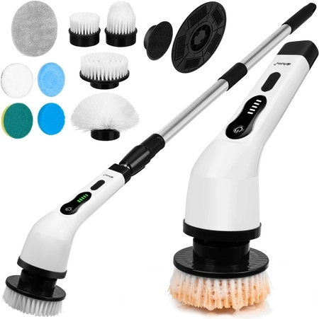 Electric rotating bathroom cleaning brush Ruhhy with telescopic handle and 9 attachments USB-C