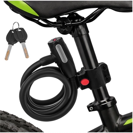 Velosipēda slēdzene TRIZAND 150 cm, tērauda trosīte 12 mm ar atslēgu un turētāju