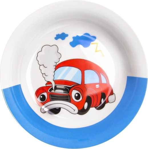 Kids’ deep portion plate with car design, 19 cm