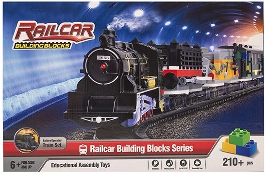 Construction building set: high-speed train with tracks, 210 pieces, light and sound - 1 piece