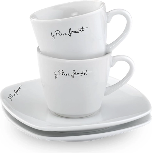 Lamart Dine porcelain cups with saucers, 2 pcs, 90 ml