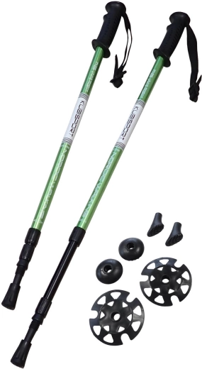 Kubisport trekking telescopic poles with anti-shock, green (1 pair)