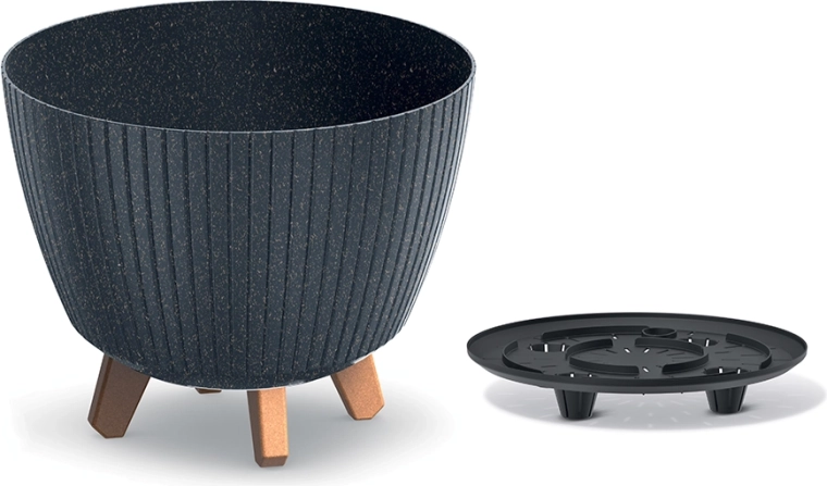 Puķu pods Lamia Eco Wood 28,8 cm antracīts