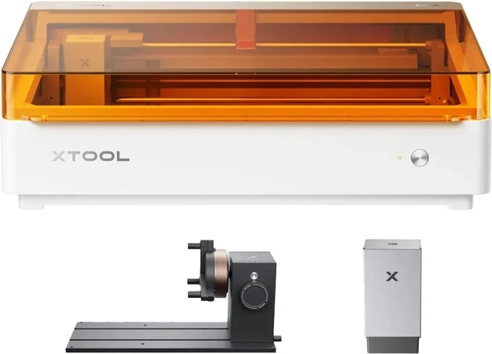 xTool M2 Deluxe 10 W lāzera gravieris un griezējs ar CMYK moduli un rotācijas komplektu RA3 Lite