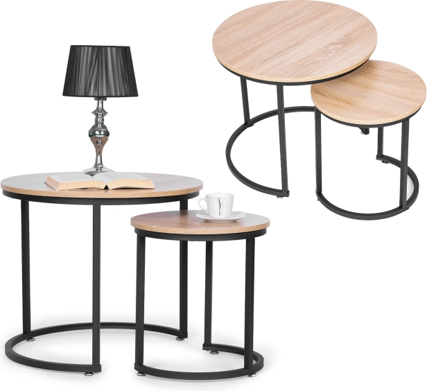 Set of 2 Nesting Coffee Tables, Round Loft Design