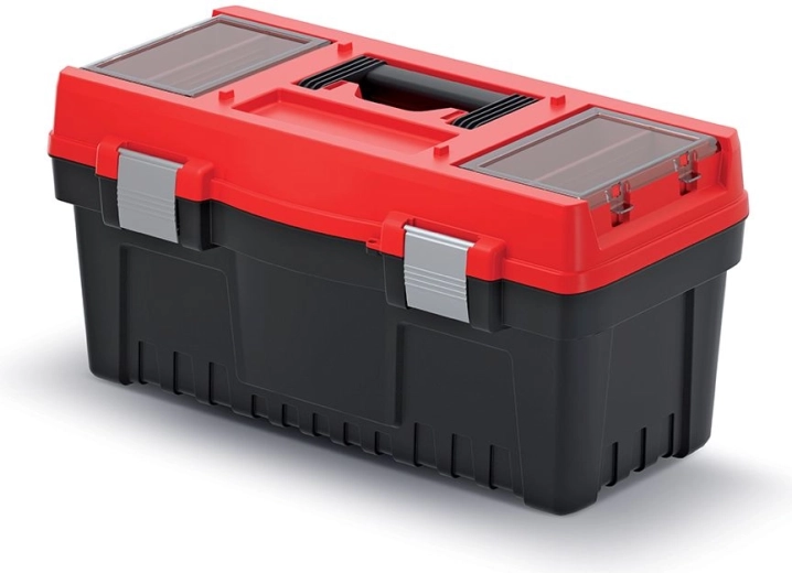 Instrumentu kaste ar metāla aizdares slēdžiem EVO 548 × 274 × 286 mm – sarkana