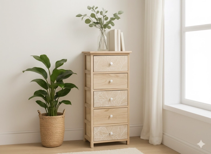Kumode ar 5 atvilktnēm Luiza 40 × 29 × 90 cm