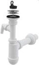 Basin trap with stainless steel grid and connection for washing machine/dishwasher