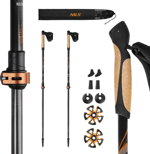 NILS Nordic walking poles with cork handle and carbon