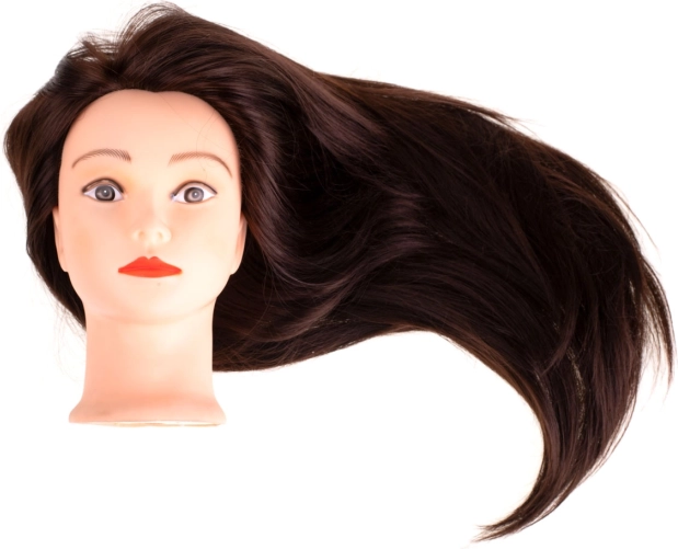 Frizieru treniņu galva ar brūniem matiem