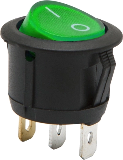 Round rocker switch with green illumination