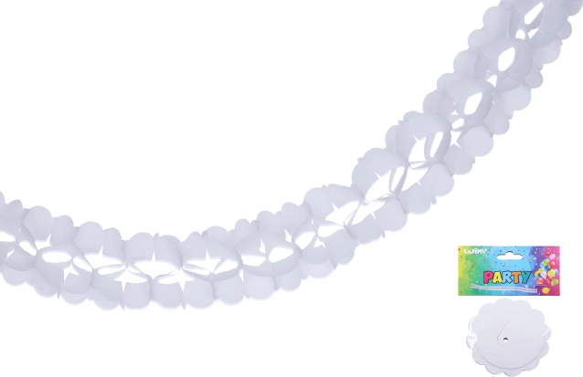 Baltā papīra girlanda 3,6 m