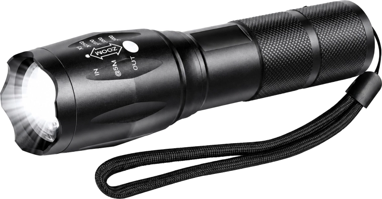 Taktiskā LED lampa T6 ar ūdensizturību un zoomu – 1 gab.