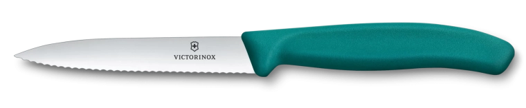 Virtuves nazis augļiem un dārzeņiem VICTORINOX Swiss Classic, 10 cm, zobains, ar smailu galu, zaļš