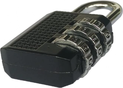 Kombinācijas piekaramā bagāžas atslēga, 3 cipari, melna