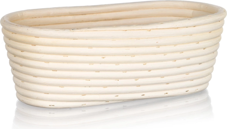 Oval proofing basket for bread 26 × 13 × 9 cm made of natural rattan with ear-of-wheat decor