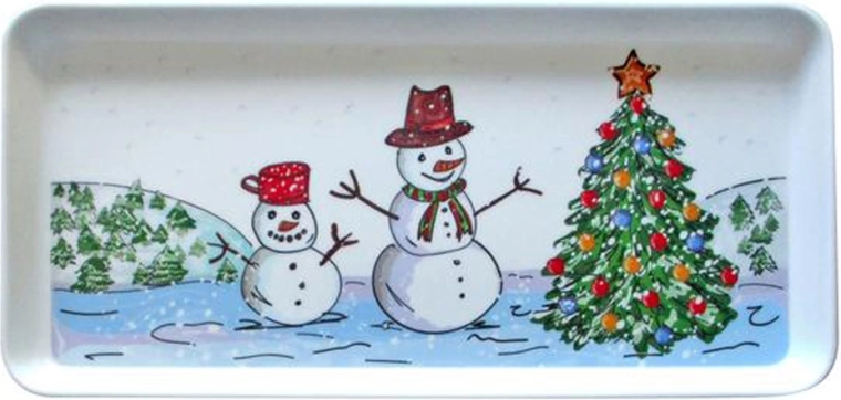 Serving Tray with Snowman 35 × 16.5 cm