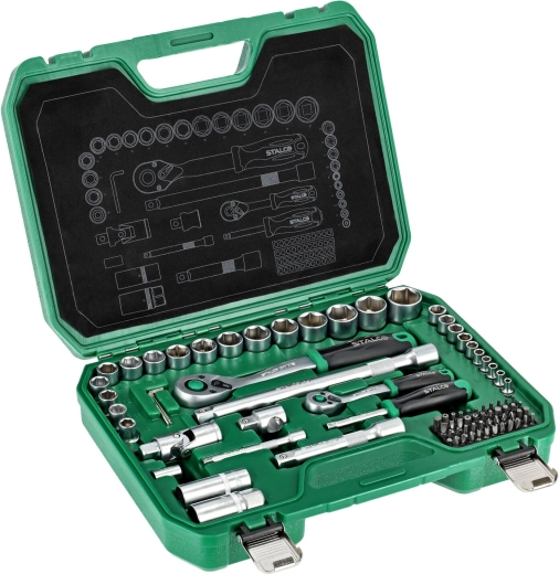 Stalco instrumentu komplekts 1/2" + 1/4" (84 daļas) koferī