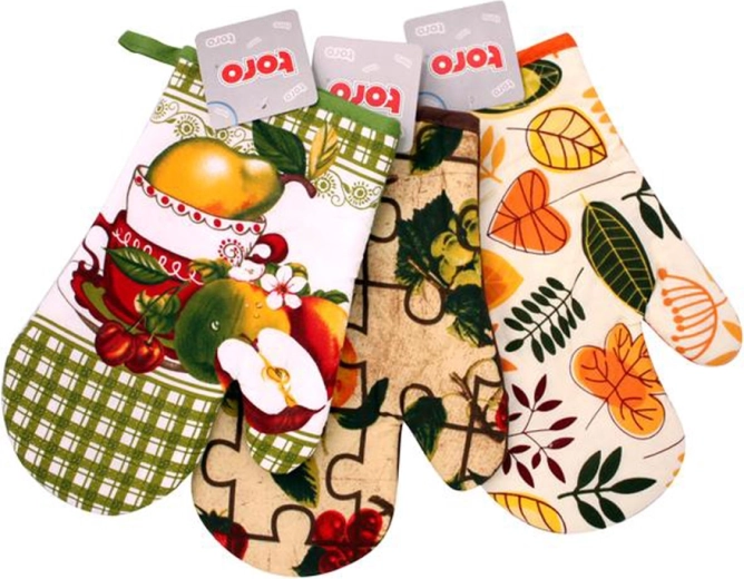 Cotton kitchen oven mitt with hanging loop 27 × 19 cm