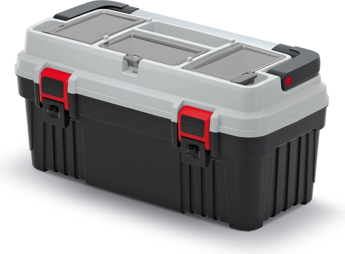 Plastmasas instrumentu koferis ar metāla rokturi OPTIMA 54 cm, pelēks