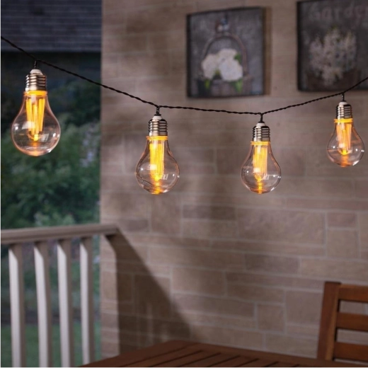 Saules dārza gaismas virtene 3,8 m, 10 LED silti balta, lielas spuldzes