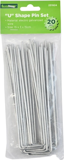 U veida enkurs agrotekstilam 15 × 3 × 15 cm, cinkots (20 gab.)