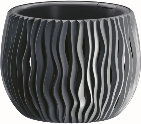 Puķu pods Sandy Bowl ar ieliktni 18 cm, antracīta krāsā