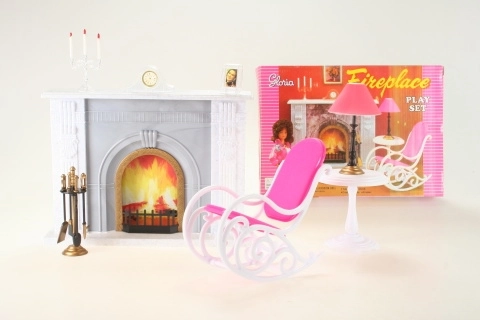 Glorie komplekts ar kamīnu un mēbelēm lellēm