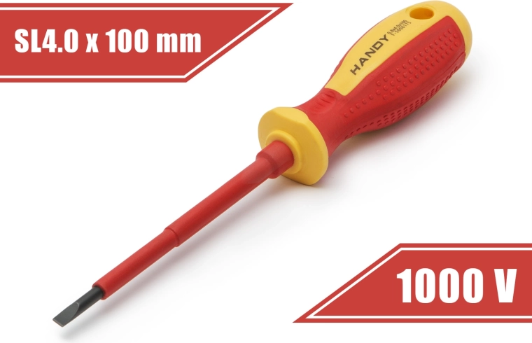 Izolēts plakanais skrūvgriezis 0,8 × 4 × 100 mm darbam līdz 1000 V