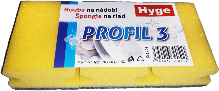 Profilēts trauku mazgāšanas sūklis, krāsu mikss, 3 gab.