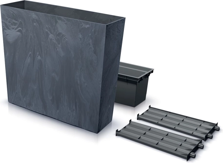 Augsts puķu kaste ar ieliktni URBI CASE Beton Effect T 77 cm, antracīts