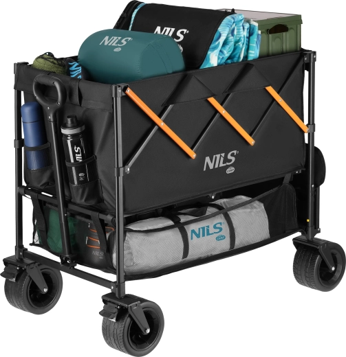 Kempinga ratiņi NILS Camp NC2607 XXL 160 l melni-oranži