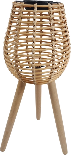 solar rattan lantern on wooden legs 52 cm LED