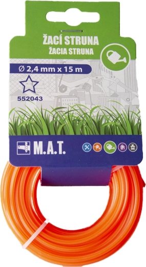 Rezerves trimmera aukla 2,4 mm zvaigzne, 15 m – tumši oranžs neilons