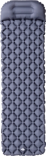 Inflatable camping sleeping pad with integrated pillow NILS CAMP NC4006 grey