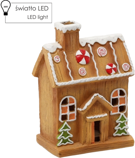 Ziemassvētku figūriņa – piparkūku namiņš ar LED, 6,5 × 11 × 23 cm