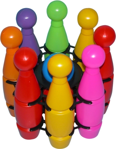 Plastmasas kērlinga ķegļi somiņā – ģimenes boulinga komplekts