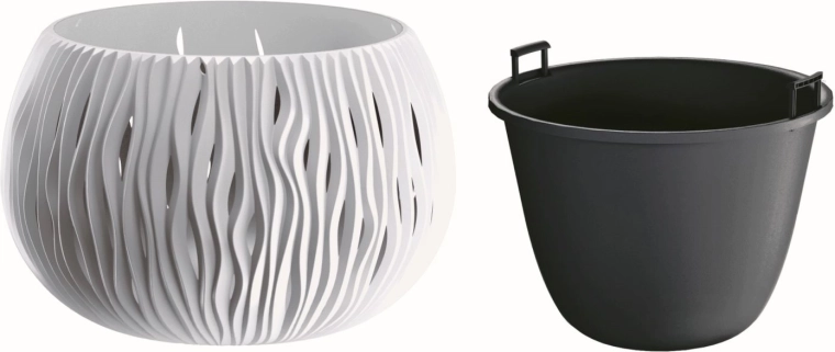 Sandy Bowl Planter with Insert 23.8 cm White